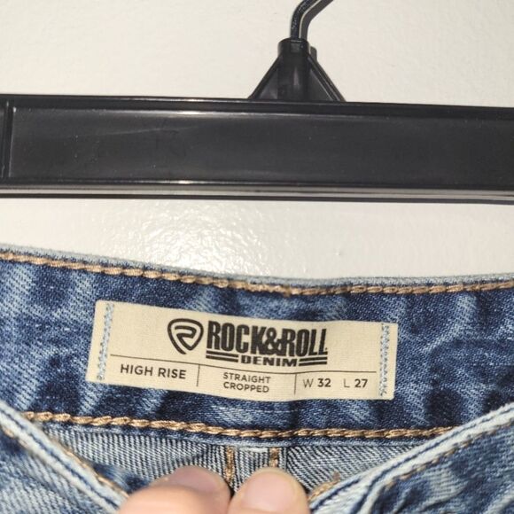 New Rock & Roll High Rise Straight Cropped Jeans 32 - Picture 6 of 14